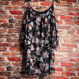 Cold-shoulder Floral Shift Dress